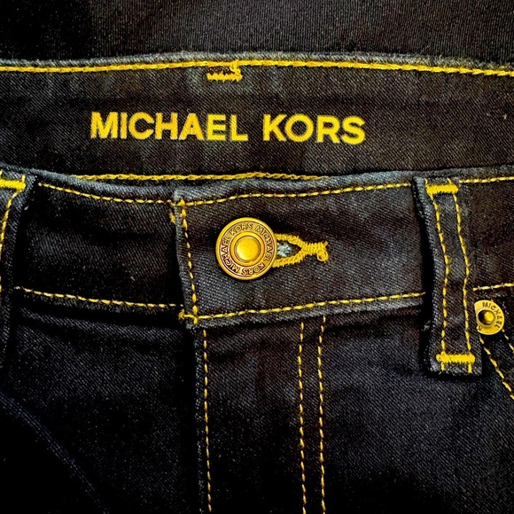 Michael Kors Izzy Mid Rise Cropped Skinny Dark Blue Stretch Denim Jean Size 10 - Picture 11 of 12